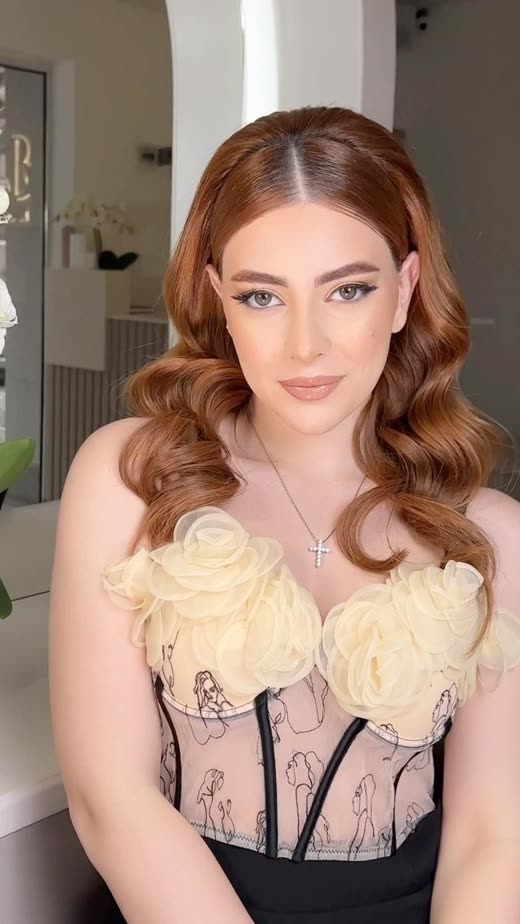 Bridal makeup with copper Hollywood waves, Yerevan